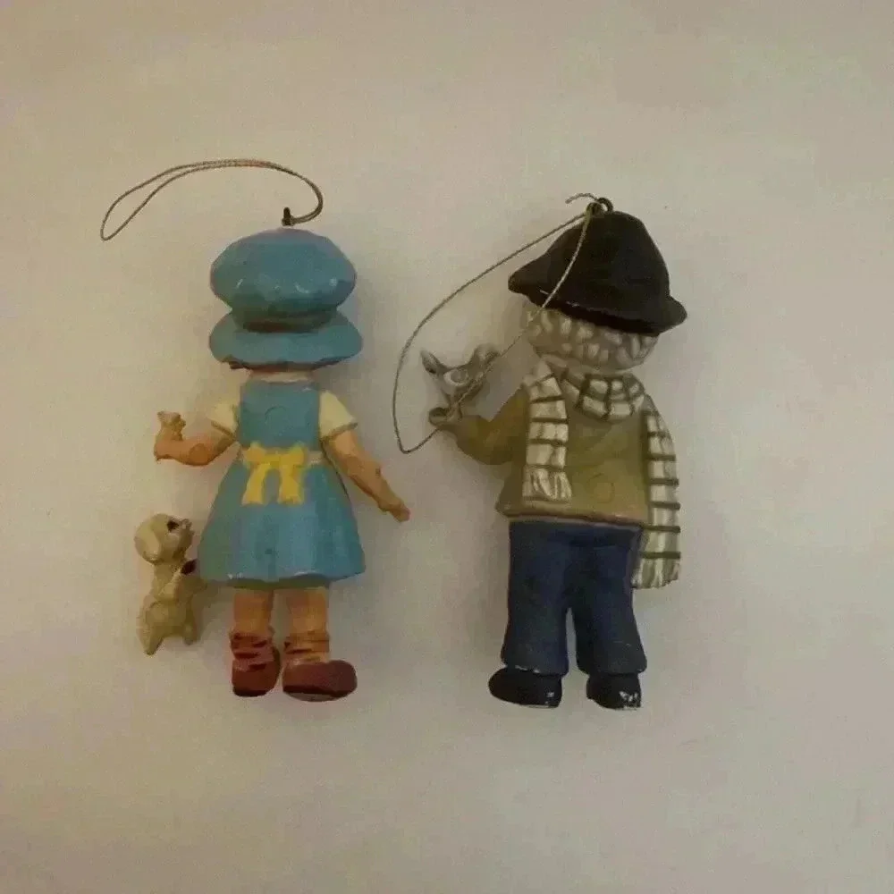 Vintage Bradford Novelty Co‎ Old World Children 2 Figures Girl & Boy Ornaments